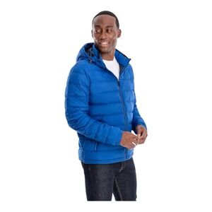 London Fog - Quilted Puffer Jacket (XXL) - Hooded Royal Blue Coat